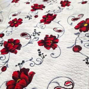 Lenjerie de pat - 2 persoane, textura creponata, decor floral - cod 006 - imagine 3