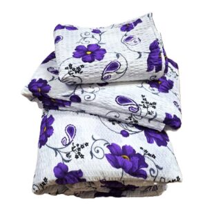 Lenjerie de pat - 2 persoane, textura creponata, decor floral - cod 010 - imagine 2