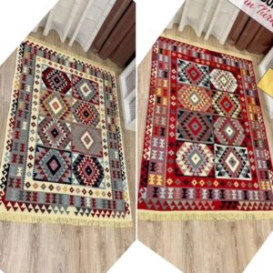 Covor cu tesatura plata cu decor traditional - Kilim cu doua fete - 01 - imagine 9