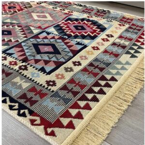 Covor cu tesatura plata cu decor traditional - Kilim cu doua fete - 01 - imagine 11