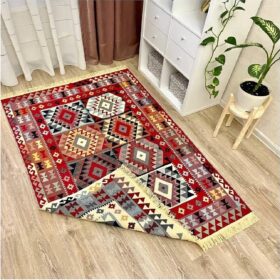 Covor cu tesatura plata cu decor traditional - Kilim cu doua fete - 01
