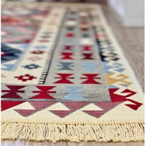 Covor cu tesatura plata cu decor traditional - Kilim cu doua fete - 01 - imagine 6