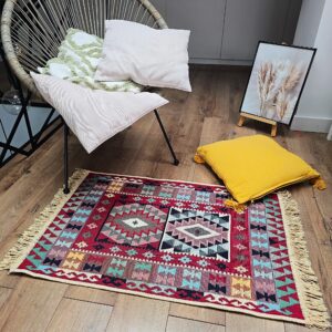 Covor cu tesatura plata cu decor traditional - Kilim cu doua fete - 01 - imagine 12