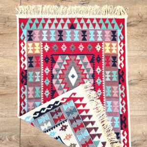 Covor cu tesatura plata cu decor traditional - Kilim cu doua fete - 01 - imagine 7