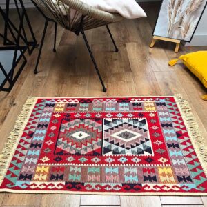 Covor cu tesatura plata cu decor traditional - Kilim cu doua fete - 01 - imagine 5