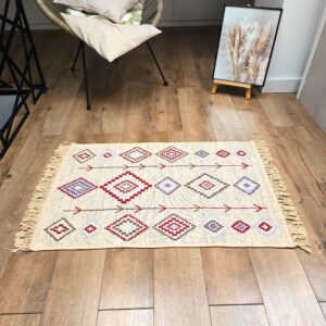 Covor cu tesatura plata cu decor traditional - Kilim cu doua fete - 02 - imagine 3