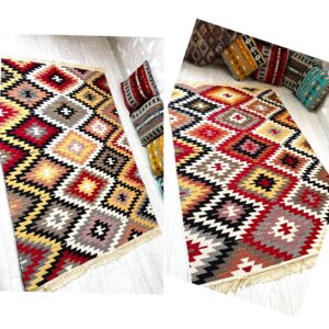 Covor cu tesatura plata cu decor traditional - Kilim cu doua fete - 03 - imagine 7