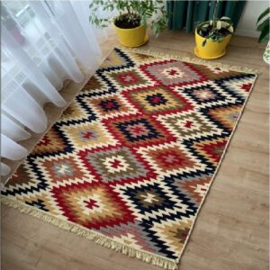 Covor cu tesatura plata cu decor traditional - Kilim cu doua fete - 03 - imagine 2