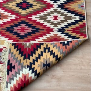 Covor cu tesatura plata cu decor traditional - Kilim cu doua fete - 03 - imagine 8