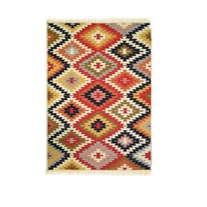 Covor cu tesatura plata cu decor traditional - Kilim cu doua fete - 03 - imagine 4