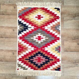 Covor cu tesatura plata cu decor traditional - Kilim cu doua fete - 03 - imagine 12