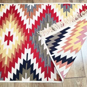 Covor cu tesatura plata cu decor traditional - Kilim cu doua fete - 03 - imagine 5
