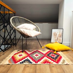 Covor cu tesatura plata cu decor traditional - Kilim cu doua fete - 03