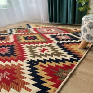 Covor cu tesatura plata cu decor traditional - Kilim cu doua fete - 03 - imagine 3