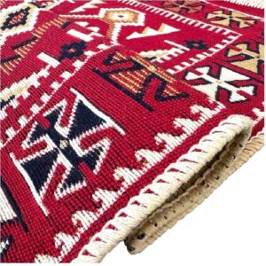 Covor cu tesatura plata cu decor traditional - Kilim cu doua fete - 04 - imagine 11
