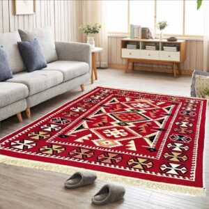 Covor cu tesatura plata cu decor traditional - Kilim cu doua fete - 04 - imagine 10