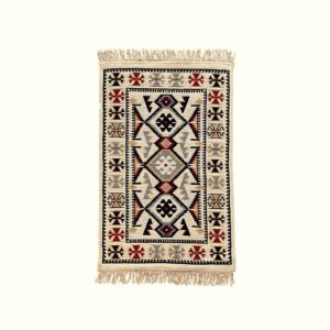 Covor cu tesatura plata cu decor traditional - Kilim cu doua fete - 04 - imagine 8