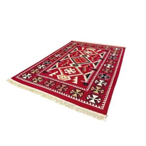 Covor cu tesatura plata cu decor traditional - Kilim cu doua fete - 04 - imagine 7
