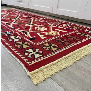Covor cu tesatura plata cu decor traditional - Kilim cu doua fete - 04 - imagine 3