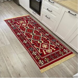 Covor cu tesatura plata cu decor traditional - Kilim cu doua fete - 04 - imagine 5