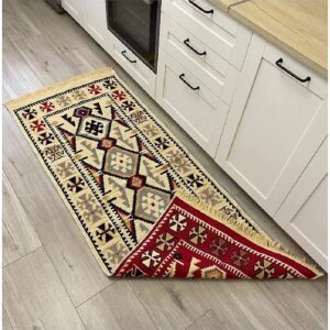 Covor cu tesatura plata cu decor traditional - Kilim cu doua fete - 04 - imagine 4