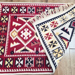 Covor cu tesatura plata cu decor traditional - Kilim cu doua fete - 04 - imagine 13