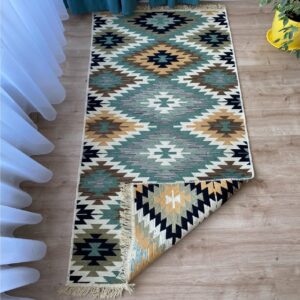 Covor cu tesatura plata cu decor traditional - Kilim cu doua fete - 05 - imagine 9