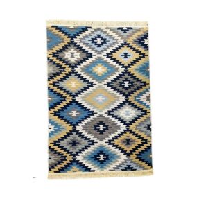 Covor cu tesatura plata cu decor traditional - Kilim cu doua fete - 05 - imagine 4