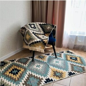 Covor cu tesatura plata cu decor traditional - Kilim cu doua fete - 05 - imagine 3