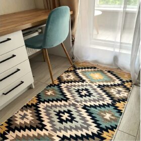 Covor cu tesatura plata cu decor traditional - Kilim cu doua fete - 05