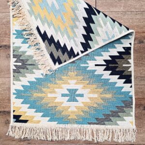 Covor cu tesatura plata cu decor traditional - Kilim cu doua fete - 05 - imagine 15