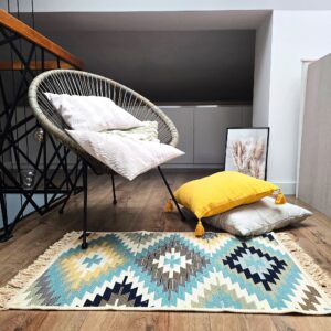 Covor cu tesatura plata cu decor traditional - Kilim cu doua fete - 05 - imagine 14