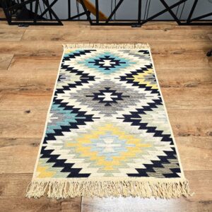 Covor cu tesatura plata cu decor traditional - Kilim cu doua fete - 05 - imagine 13