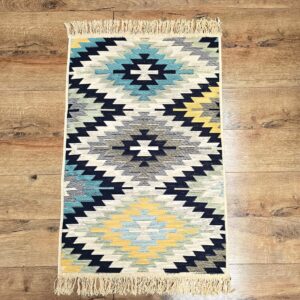 Covor cu tesatura plata cu decor traditional - Kilim cu doua fete - 05 - imagine 12