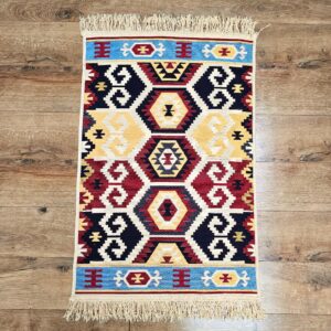 Covor cu tesatura plata cu decor traditional - Kilim cu doua fete - 06 - imagine 8