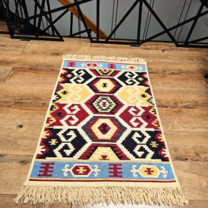 Covor cu tesatura plata cu decor traditional - Kilim cu doua fete - 06 - imagine 7