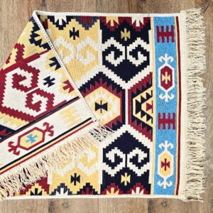Covor cu tesatura plata cu decor traditional - Kilim cu doua fete - 06 - imagine 6