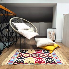 Covor cu tesatura plata cu decor traditional - Kilim cu doua fete - 06