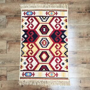 Covor cu tesatura plata cu decor traditional - Kilim cu doua fete - 06 - imagine 5