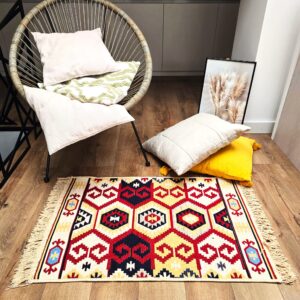 Covor cu tesatura plata cu decor traditional - Kilim cu doua fete - 06 - imagine 4