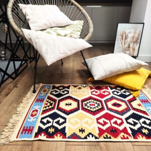 Covor cu tesatura plata cu decor traditional - Kilim cu doua fete - 06 - imagine 2