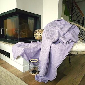 Cuvertura Kotonia Home - Waffle, 220x240 cm, 100% bumbac - lila - imagine 3
