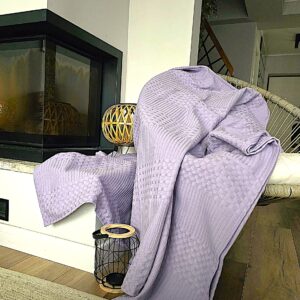Cuvertura Kotonia Home - Waffle, 220x240 cm, 100% bumbac - lila - imagine 2