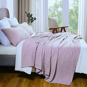 Cuvertura Kotonia Home - Waffle, 220x240 cm, 100% bumbac - lila