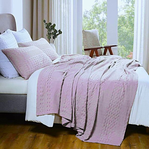 Cuvertura Kotonia Home - Waffle, 220x240 cm, 100% bumbac - lila