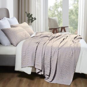 Cuvertura Kotonia Home - Waffle, 220x240 cm, 100% bumbac - roz ars pal - imagine 4