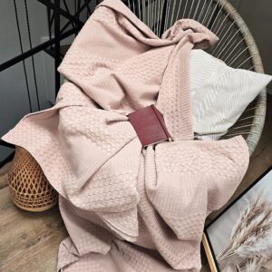 Cuvertura Kotonia Home - Waffle, 220x240 cm, 100% bumbac - roz ars pal - imagine 2