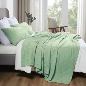 Cuvertura Kotonia Home - Waffle, 220x240 cm, 100% bumbac - verde fistic - imagine 2