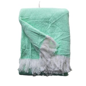 Cuvertura Old Fashion pentru pat dublu, dimensiunea 220x240 cm, 100% bumbac, verde kiwi cu franjuri - 26 - imagine 3