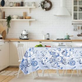Fata de masa Kotonia Home - Picnic, 100% bumbac, creton, decor floral denim